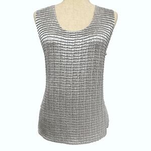 Serenade Y2K Silver Metallic Sheen Top Women's L Futuristic Glam Studio 54 Disco